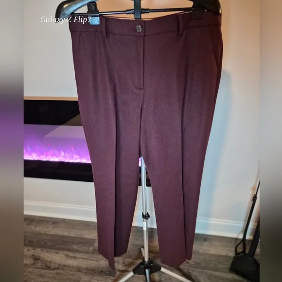 Talbots Petites Windsor Straight Leg Pants - Deep Burgundy Plum - Size 14P - Picture 1 of 11